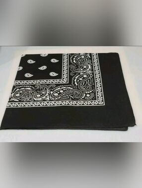 Lot of 10 NEW 100% Cotton Black Paisley Bandanas - Scarf, Head Wrap